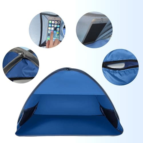 Pop Up Beach Tent UPF50+ Sun Shade Shelter Mini Personal Sun Shelter Portable with Quick Setup for Outdoor Camping Picnic Pets Mesh Beach Ten (Navy Blue) — view 3