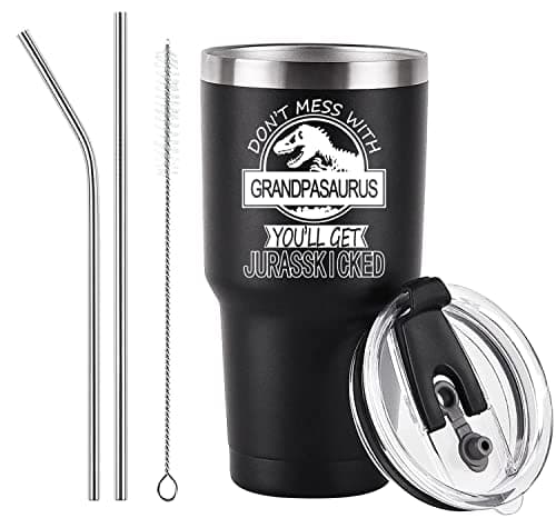 Gifts for Grandpa, Grandpasaurus Travel Mug Don't Mess with Grandpasaurus You'll Get Jurasskicked Travel Tumbler Mug Birthday Father's Day Gifts for Grandpa from Granddaughter Grandson Grandchild 30OZ
