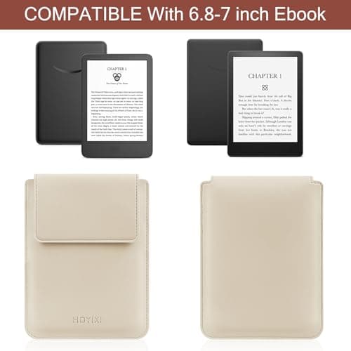 HoYiXi Universal Sleeve Case for 6.8",7" Paperwhite/Colorsoft/Signature Edition 2025 & 2021 Compatible 6.8" Kobo Clara HD/PocketBook/Tolino Protective Case for 6.8'' 7'' ebook Reader,Beige — view 2