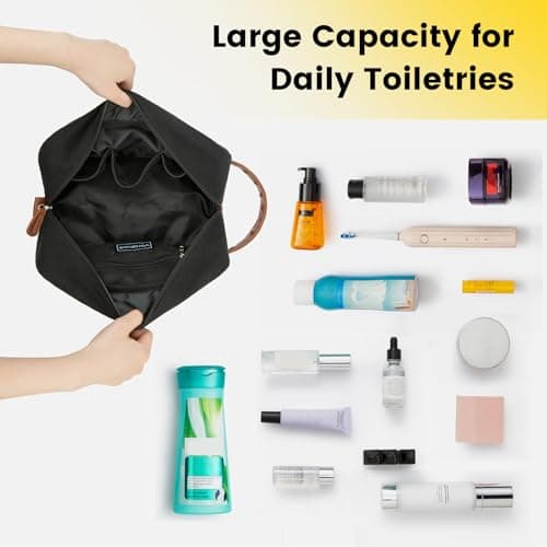 Vorspack Canvas Travel Toiletry Bag for Men, Medium, Black — view 6