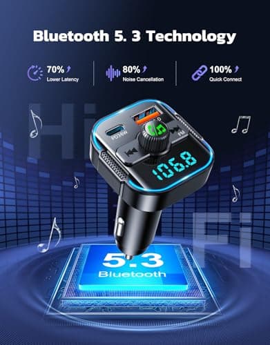 Glangeh 2026 Upgraded Bluetooth 5.3 Car Adapter【PD 36W+QC3.0 18W】 — view 3