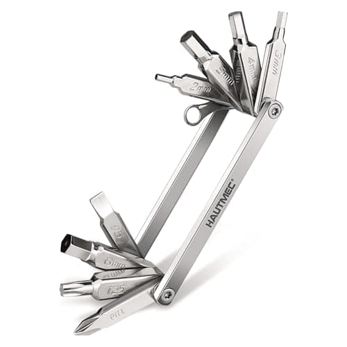 HAUTMEC 9 in 1 Bike Multitool, Mini Bike Repair Tool Kit for Road and Mountain Bikes, Lightweight Stainless Steel Bike Tool with 2/3/4/6mm Inner Hexagon and Phillips Screwdriver Multitool HT0418-BT