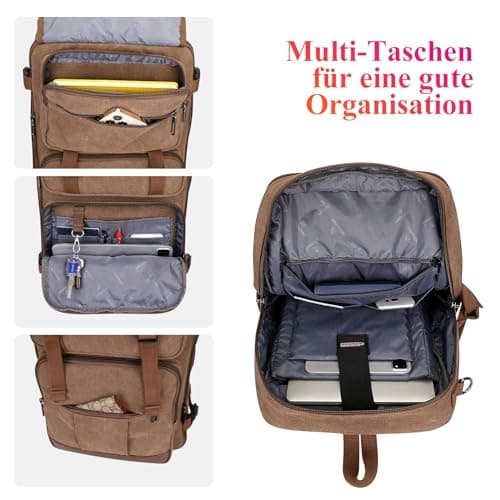 WITZMAN Canvas Travel Backpack for Men Large Laptop Backpack Fits 16 Inch — view 4