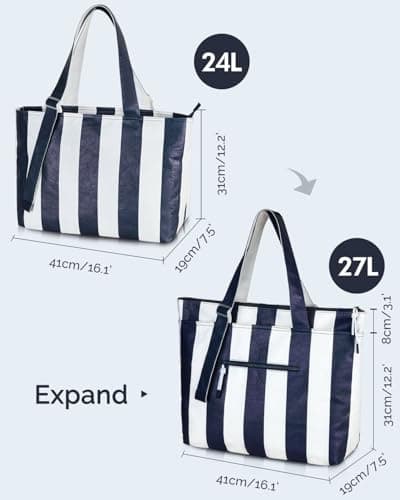 HOMESPON Large Waterproof Beach Bag with Zip and Wet Pocket for Women Men Lightweight Tote for Work Holiday Weekends — view 4