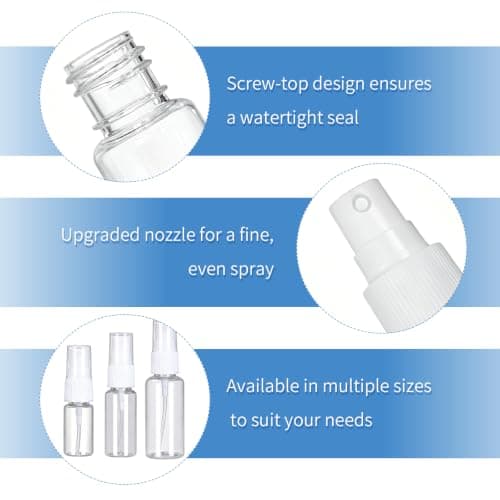 6 Pack 10 ml Fine Mist Spray Bottles, Clear Refillable Travel Atomisers — view 3