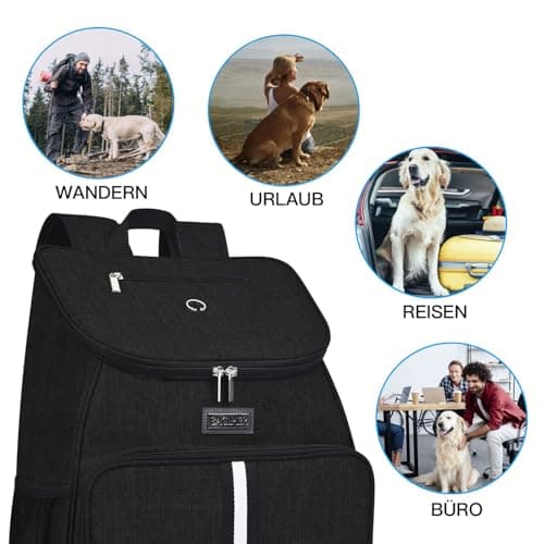 BAGLHER丨Dog Travel Bag, Airline Approved Pet Supplies Backpack, Dog Travel Backpack Accessories Set with 2 Silicone Collapsible Bowls and 2 Food Baskets. Black — view 6