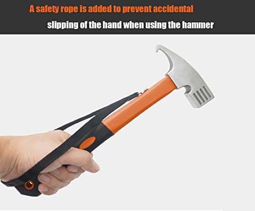 Camping Hammer Heavy Duty with Tent Stake Remover, 12" — view 5