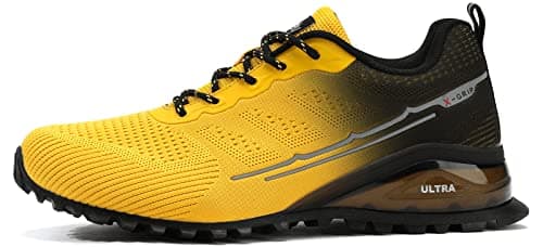 Kricely Trail Running Shoes Mens Breathable Lightweight Trainers Non-Slip Low Rise Walking Shoes（Yellow 12） — view 5