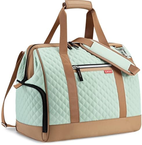Lekesky Weekend Overnight Bags for Women - 33l Top Large Opening Travel Duffles Bag, Holdall Bag for Airlines with Shoes Compartment (Olive Green,42 * 33 * 24cm)