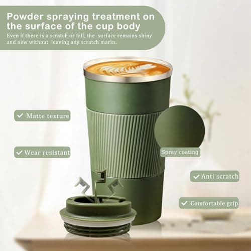 Senshuomy Travel Mug, Insulated Coffee Cup with Leakproof Lid(Green/510ml) — view 5