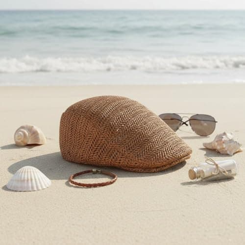 Vobumix Straw Newsboy Cap Vintage Painter Hat Travel Flat Cap for Summer Holiday Vacation Beach Sun Protection Accessories — view 5
