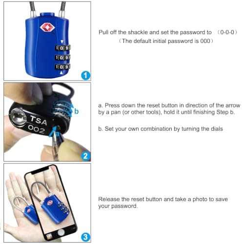 Diyife TSA Approved Luggage Locks with Flexible Steel Cable, Easy to Set up — view 5