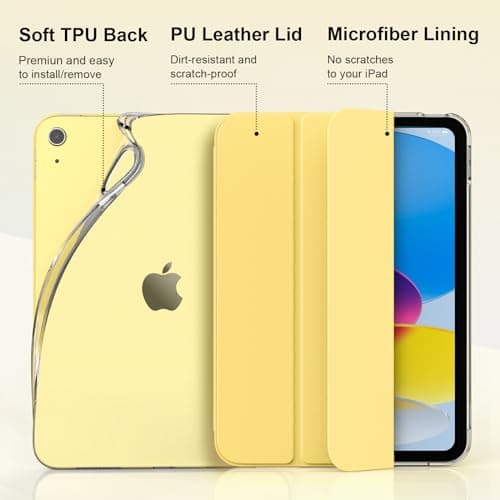 TiMOVO Case for iPad A16 11th Gen 11"/10th Gen 10.9" - Light Yellow — view 5
