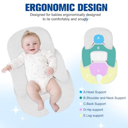AVCXEC Universal Pushchair Reducer, Universal Pushchair Seat Reducer, Seat Reducer, Comfortable and Breathable, for Body and Head Support (White) — view 4
