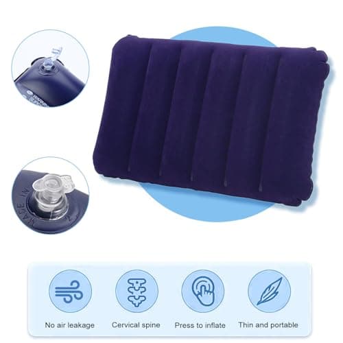 2 Pcs Inflatable Camping Pillow, Soft Flocked Blow Up Pillow for Travel — view 4