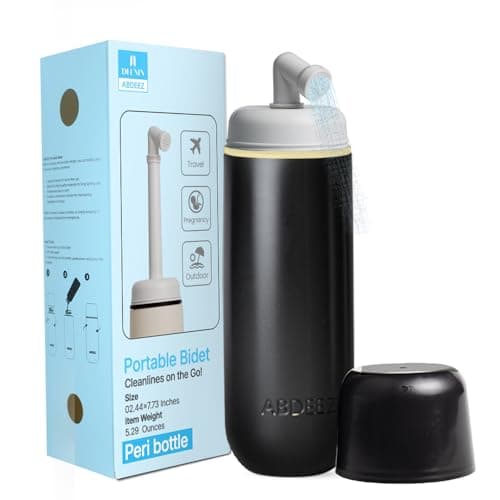 Portable Bidet for Travel & Toilet Hygiene | Handheld Peri Bottle for Women & Men | (12.84oz/380ml) Leakproof Collapsible & Expandable Travel Bidet | Ideal for Postpartum & Personal Hygiene (Black)
