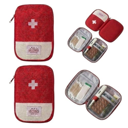 2 PCS Travel Medicine Bag Portable Mini First Aid Kit Empty Storage Bag