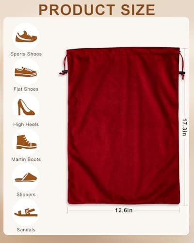 Julai Travel Shoe Bags, Velvet Drawstring Shoe Bags — view 3