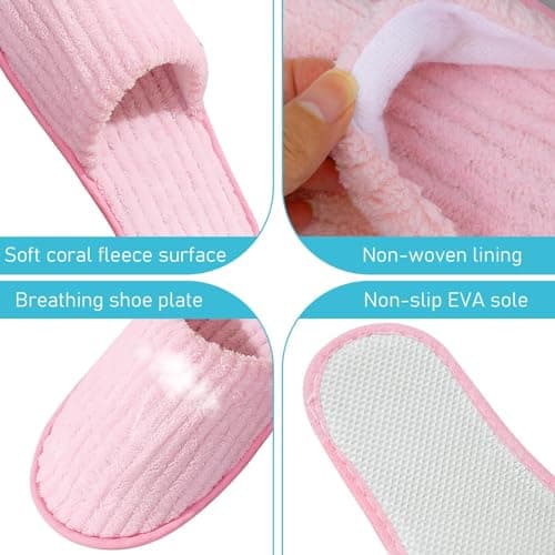 TESIN 18 Pairs Disposable Hotel Slippers - Bulk Guest House Shoes for Spa — view 5