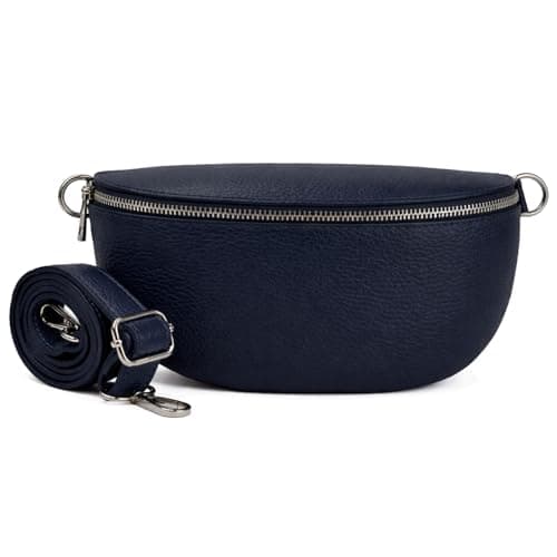 Woodland Leathers Cross Body Bag for Women Genuine Italian Leather Cross Over and Bumbags for ladies, Convertible Crossbody Sling Bag leather Belt Bag for Women with Adjustable Strap (Navy)