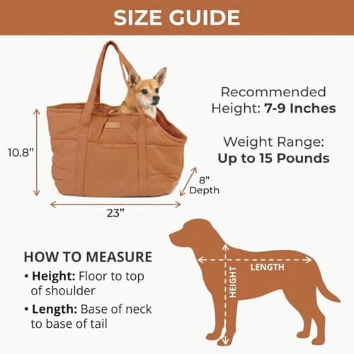 Plush Dog Purse Carrier for Small Dogs, Soft Dog Tote Bag with Safety Harness Clip, Cozy Pet Carrier for Dogs Under 15 lbs, Comfortable Dog Shoulder Carrier for Travel, Brown — view 5