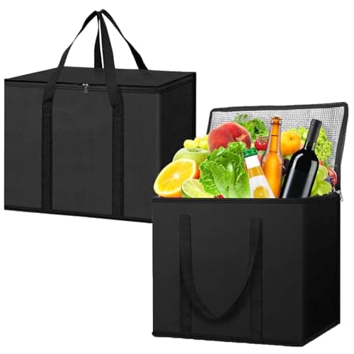 KufaerBeam 35L Insulated Collapsible Cooler Food Delivery Bag, Heavy Duty Cooler Bags for Frozen Food Delivery, Insulated Shopping Bags,Cooling Foods Bag for Camping BBQ Shopping Fishing Family