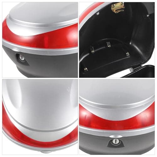 BIUDECO Large Capacity Motorcycle Storage Box with Lock, Multi-Purpose Plastic Motorbike Rear Box for Travel, Rain and Dust Prevention Silver Luggage Carrier Case — view 6