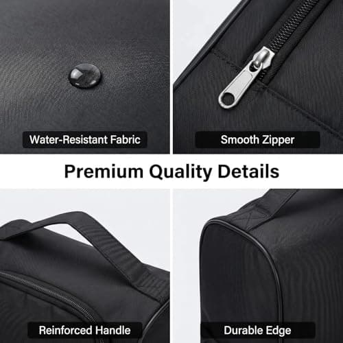 Black Travel Shoe Storage Bag Foldable Shoe Organizer with U-Shape Double Zipper and Breathable Mesh Panel - 33x24x13cm Portable Shoe Bag for Travel Suitcases Closet Wardrobe (1 Piece) — view 3