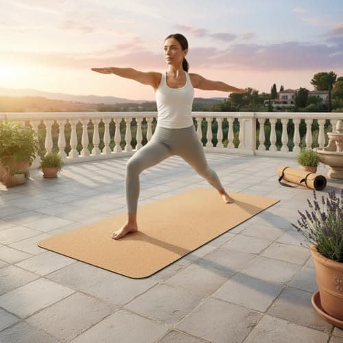 Cork Yoga & Pilates Mat – Eco-Friendly Non-Slip Cork with TPE Backing – 183x61.5cm – Includes Free Carry Strap – Lightweight & Durable – Recycled Packaging – (Design Blank) — view 2