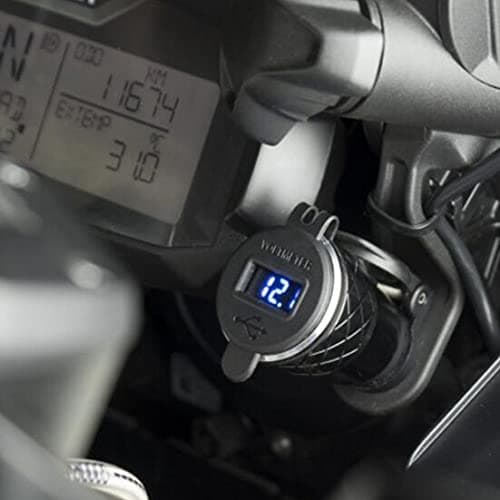 Alamor 12V-24V 4.2A Voltmeter Red Motorcycle Dual Usb Charger Din Socket compatible with BM-W Motorbike - Gold — view 5
