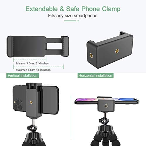 JUMKEET Phone Tripod, Mini Portable Tripod with Bluetooth Control, Flexible Octopus Style Camera Mount Desk Travel Outdoor Compatible with iPhone & Android Phones, Cameras, GoPro — view 4