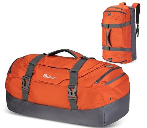 Ubon 55L Travel Duffel Backpack Waterproof 4-Way Holdall Gym Bag Orange