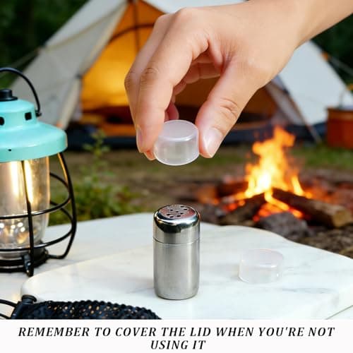 Portable Travel Salt and Pepper Sets, Stainless Steel Condiment Set with Secure Lids. Leakproof Mini Salt Shaker with Lid & Pepper Pot for Camping, Hiking, Outdoors — view 5