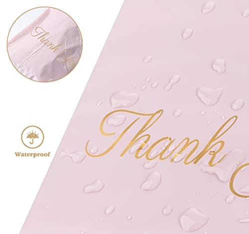 Mailing Bags, 60pcs Rose-Gold Poly Parcel Bags 10x14 Inch(25x35cm) with Handle and “Thank You” Self Seal Waterproof Envelope Shipping Bag for Assorted Post Shipping Parcels Package Bag — view 6