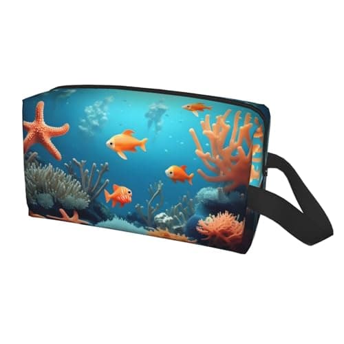 GaJher Large Travel Cosmetic Bag â€“ Reusable Coral Fish underwater Print Toiletry Dopp Kit, Portable Organizer for Makeup, Daily Essentials, White, One Size — view 2