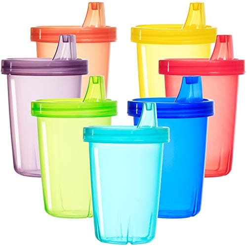 Youngever 7 Pack Toddler Sippy Cups with Lids, 250ml Reusable Kids Training Cups, Non Spill Baby Cups (Rainbow Colours)