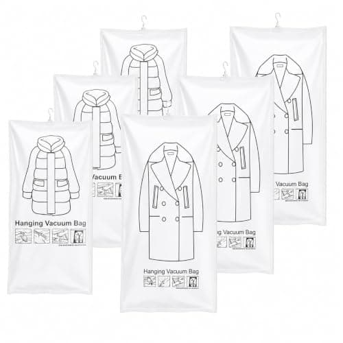 Hanging Vacuum Storage Bags for Clothes, Coats and Jackets, Large Size, Set
