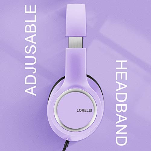 LORELEI X8 Over-Ear Wired Headphones with Microphone with 1.45m-Tangle-Free Nylon Line&3.5mm Plug,Lightweight Foldable & Portable Headphones for Smartphone,Tablet,Computer,Mp3/4(Dark Purple) — view 5