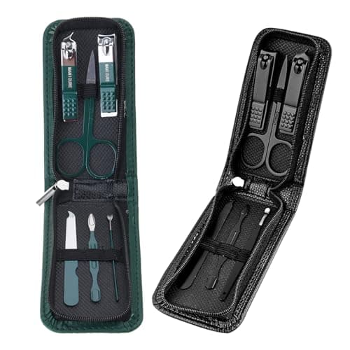 6PCS Manicure Set, Portable Grooming Kits for Facials, Dark green — view 6