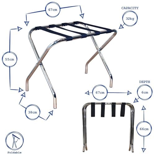 Harbour Housewares Folding Metal Luggage Rack - Black - Pack of 1 - Portable Folding Single Tier Home Bedroom Suitcase Foldable Suit Case Holder Travel Chest Storage Stand — view 3