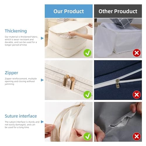 Fivaran Ultra Space Saving Self Compression Organizer, Comforter Storage Bag for Clothes, Blankets, Pillows, Duvet, Comforters, Bedding Sets and Much More (Khaki,L - 54 * 42 * 30cm) — view 4