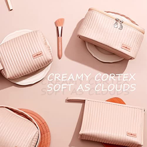 Linpr Travel Makeup Bag, Large Capacity 3 Pcs Cosmetic Bags Set, Pink — view 2