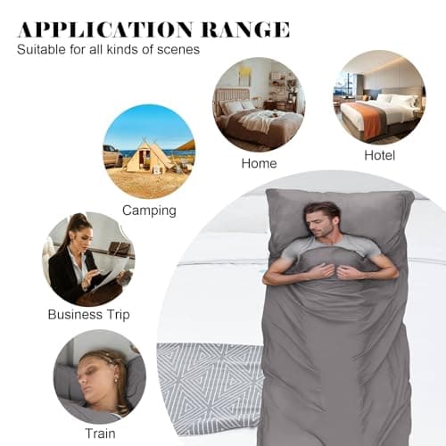 BREENHILL Sleeping Bag Liner, Camping Travel Sheet with Zip, Grey 115cm — view 6
