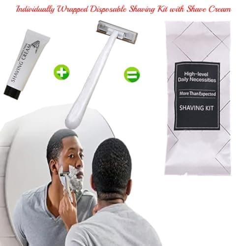 10Pack Individually Wrapped Travel Disposable Shaving Kit and Shave Cream; Clean and Hygienic; Sensitive Skin Manual Razor Toiletries Amenities, Hotel Shaving Razor for Hotel,Camping and Travel — view 3