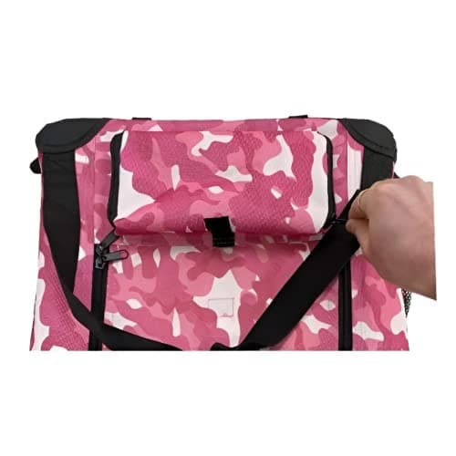 HugglePets Pink Camo Fabric Dog Crate Carrier Medium 60cm, Foldable with Fleece Mat — view 4