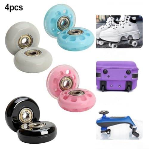 4pcs 50mm x 20mm Luggage Wheel Replacement with 8mm Bore for Suitcase Trolley Scooter Stroller Wheelchair Furniture Cart and Mobility Devices (blue) — view 6
