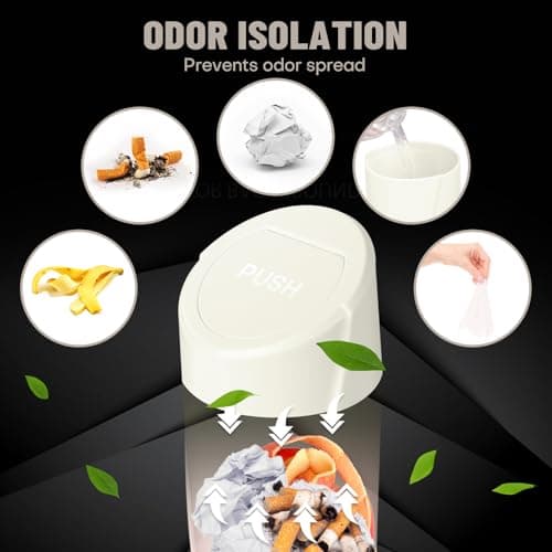 Car Trash Can Bin with Lid - 2 Packs Car Garbage Can Cup Holder - Cream Mini Leakproof Vehicle Garbage Bin with 40pcs Trash Bags-Automotive Organizers and Storage for Front Back Seat Accessories — view 4