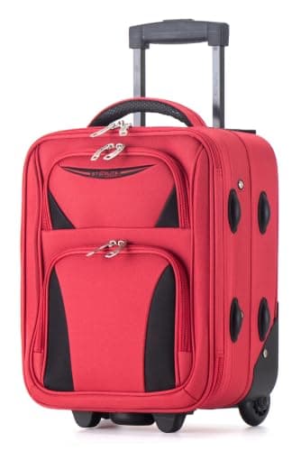 DK Luggage 40x30x20 Underseat Cabin Suitcase, Ryanair EasyJet Eurowings Wizz Air Vueling & easyJet Carry on Cabin Suitcase, 24L Travel Bag Lightweight Hand Luggage 2 Wheel DK16 (Red, Underseat)