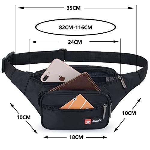 Waterproof bumbags and Fanny Packs for Women Men Hiking Running Travel Dog wolking Waist Bag for Women Men Waterproof for Travel Running Hiking Ladies Girls Boys Kids Child (Black) — view 4
