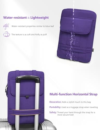 HYZUO 15-16 Inch Puffy Laptop Case Sleeve Padded Handbag, Midnight Purple — view 5